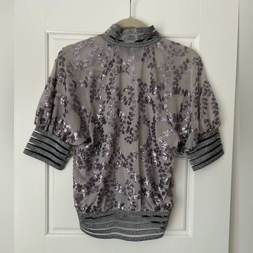 Gunmetal Embroidery Bomber Jacket Size XS - Picture 4 of 4